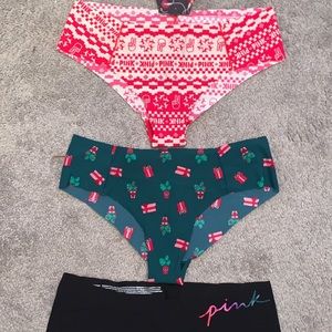 PINK Victoria's Secret Bottoms - Festive Red and Green